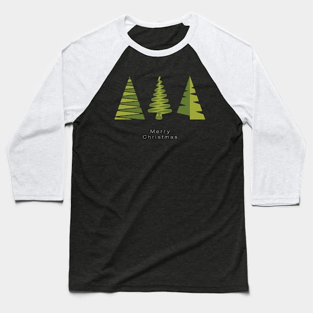 Modern Christmas Trees Design - Abstract Christmas Trees Basic Geometric Shapes Baseball T-Shirt by CottonGarb